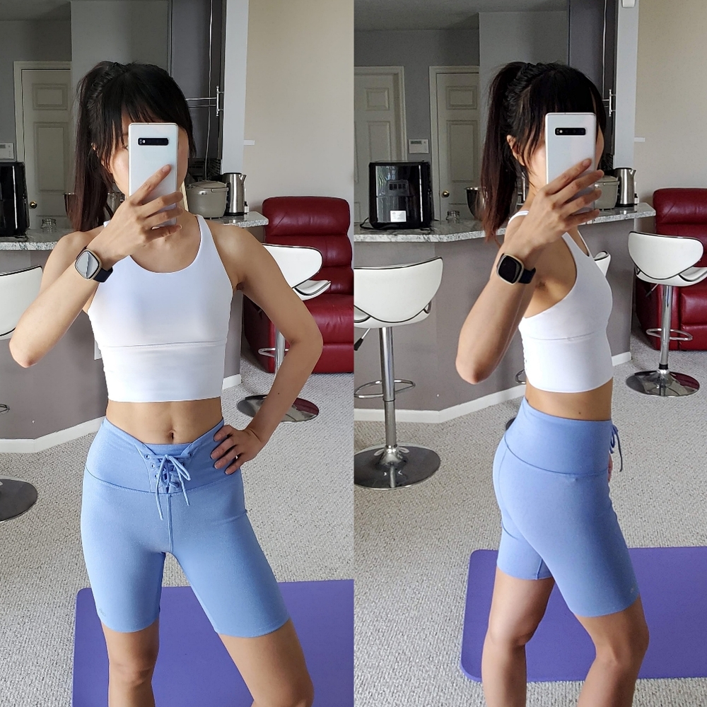 ALO YOGA High Waist Lace Up Glitter Short  Marina Blue XS